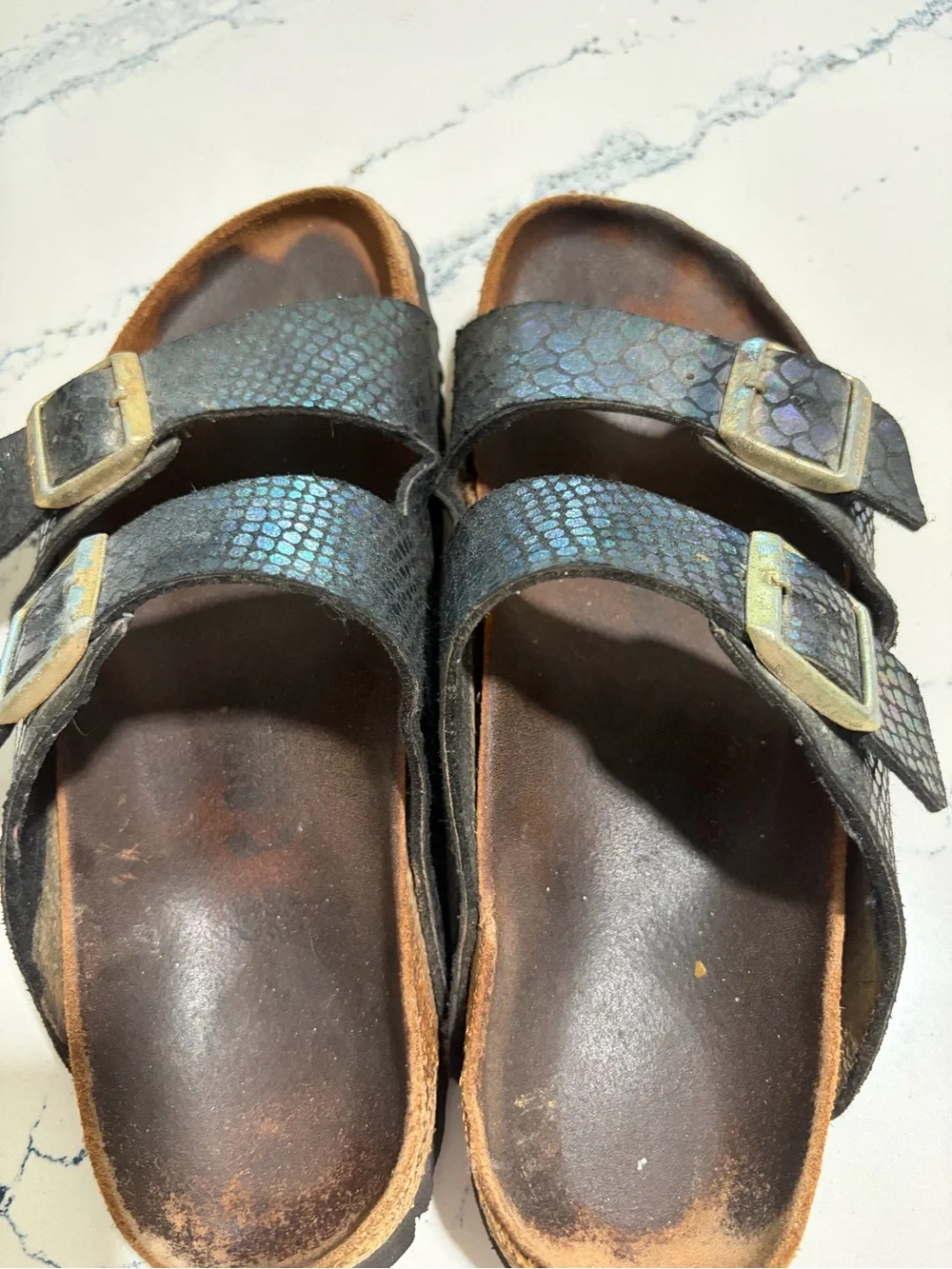 Birkenstock mermaid Black Double-Buckle Slide Sandals size 40 - Picture 4 of 10